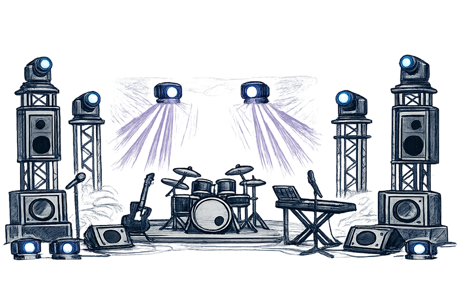 Sound and lighting rental sketch