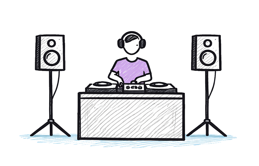 Disc jockey and dance floor lighting sketch